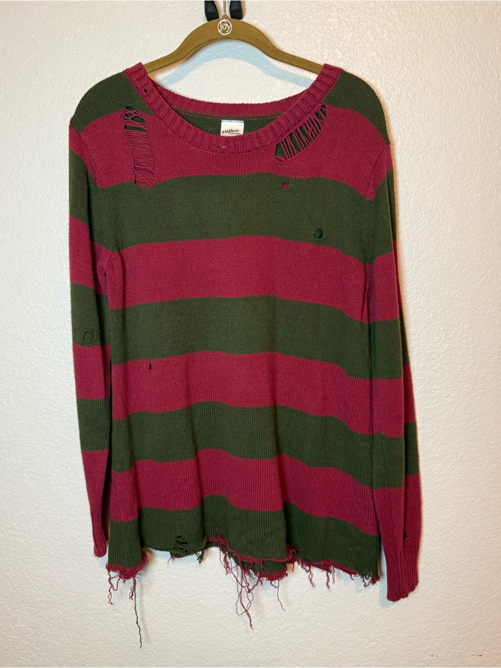 Freddy Kruger Nightmare on Elm Street Striped Sweater Unisex XL Red & Brown - Picture 2 of 11